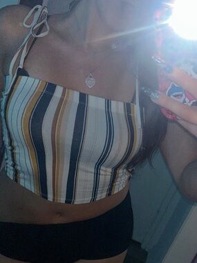 Forever 21 striped cropped tie strap shirt